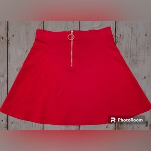 Forever 21 Red Skirt Zipper With Ring Women’s Size Large Christmas Skater Swing